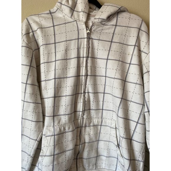 Springfield Mens Plaid Long Sleeve Full Zip Jacket Hoodie Sweashirt Cream XL - Picture 9 of 13